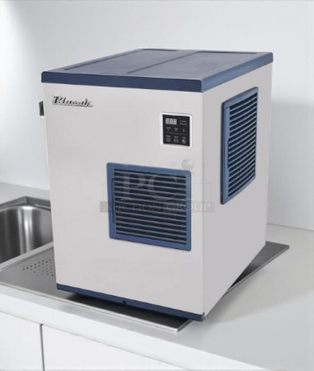 Blue Air BLMI-300A modular ice machine, 340 lbs. capacity, tested and working, modern design, digital display, pristine condition.