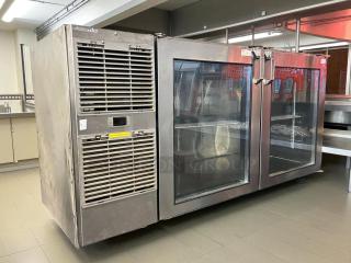 Glastender LP60-L1-XN(LR) 60" stainless steel glass door back bar cooler. Tested, working, two glass doors, digital display.