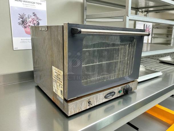 Cadco OV-250 electric commercial convection oven in great condition, tested and working, visible control knob and label.
