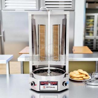 Optimal Autodoner 3PG 65 lb. gas gyro machine, stainless steel, tested and working, excellent condition, dual burners.