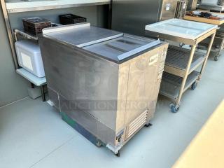 H & K International 34" stainless steel meat freezer, excellent condition, propane, 120v 1ph, tested and working.