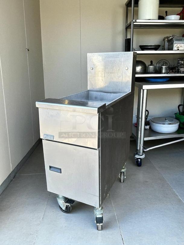 Pitco VF-35S gas fryer, 35 lb vat, floor model, natural gas, excellent condition, stainless steel, tested and working.