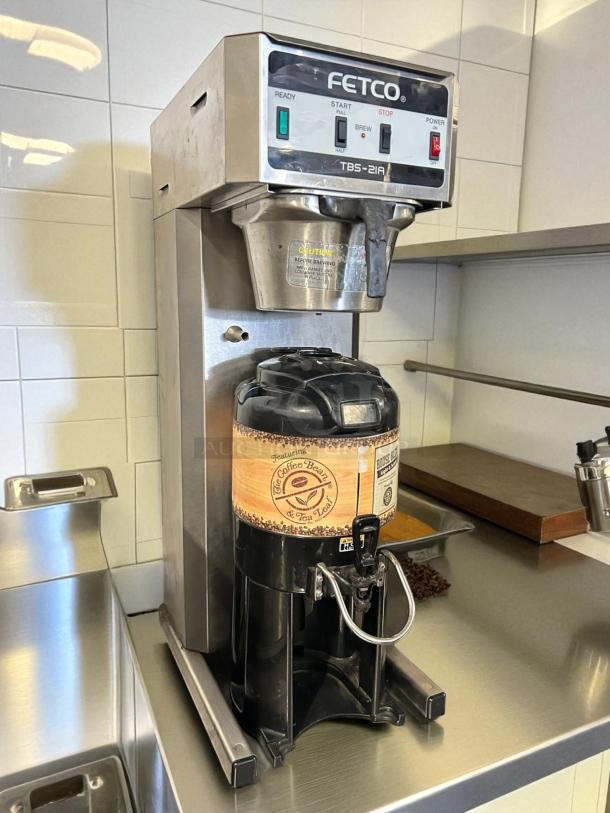 Fetco TBS-21A E21016 iced tea brewer, stainless steel, 3.0-gallon capacity, labeled "Tested and Working," great condition.