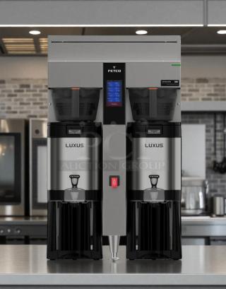 Fetco Extractor CBS-2042e E42016 Twin 1 Gallon Coffee Brewer, excellent condition, tested, dual dispensers, stainless steel.
