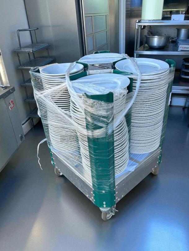 Cres Cor 501-D Mobile Dish Caddy, 23", 4 columns, aluminum, excellent condition, dishes not included.