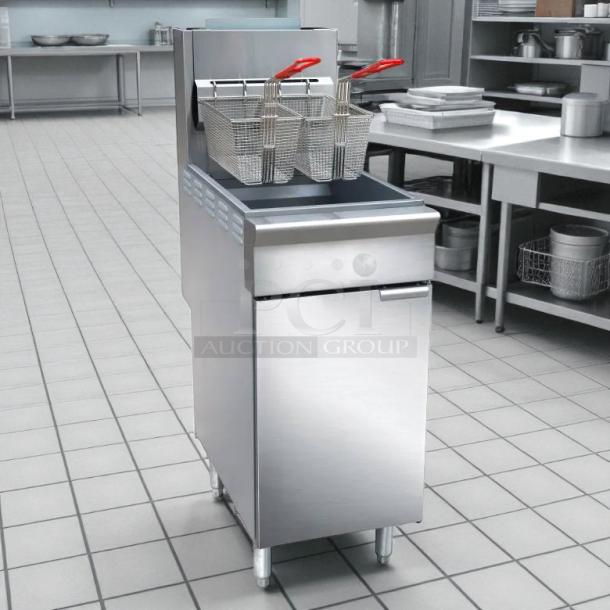 Brand new Black Diamond BDGF-ES35/NG, 35 lb Energy Star gas fryer, natural gas, stainless steel, fully tested, working.