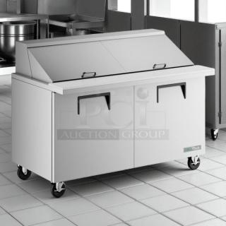 True TSSU-60-24M-B-ST-HC 60 3/8" Mega Top Sandwich Prep Table, excellent condition, stainless steel, two doors, tested working.