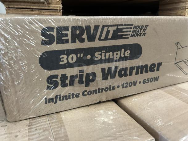 Brand new ServIt 30" Single Strip Warmer, 120V, 650W, with adjustable infinite control, in original packaging.