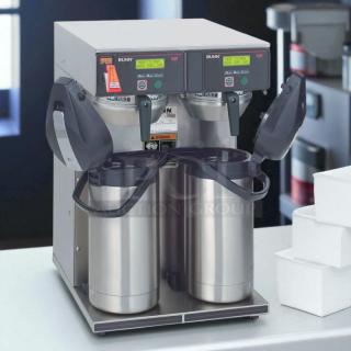 Bunn CWTF-TWIN-APS Double Hopper Airpot Coffee Brewer, excellent condition, tested and working. Dual stainless hoppers.