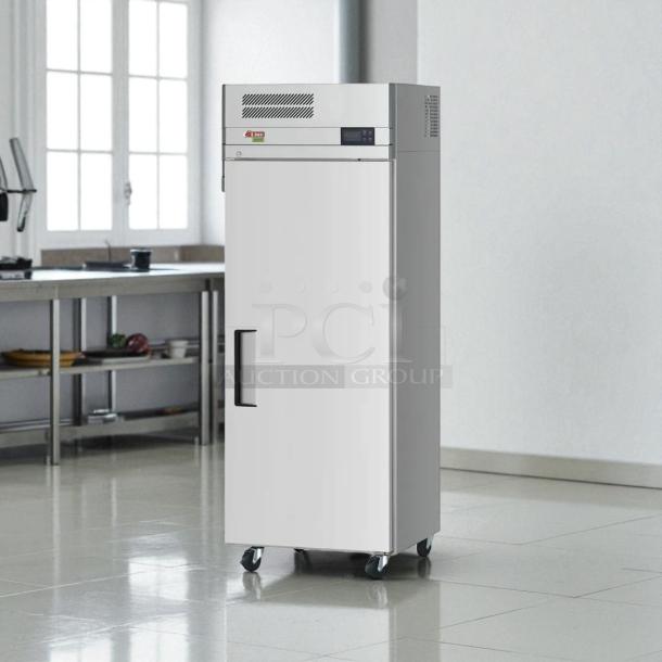 Brand new Turbo Air EF24-1-N-V 28" reach-in freezer, solid door, top mount, 22 cu. ft. capacity, tested and working.