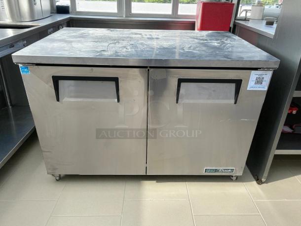 True TUC-48-C-HC 48" stainless steel undercounter refrigerator, like new condition, two doors, commercial-grade.