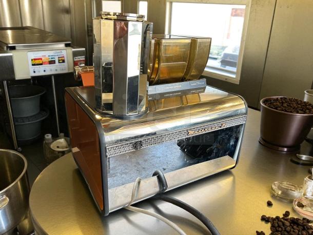 Thermoplan Mastrena II Espresso Machine, polished metal finish, tested and working, 220v, 3-phase, ideal for coffee shops.