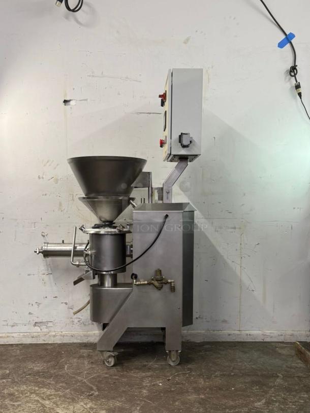 BORRELL Mejisa H-MP CONT industrial nut milk grinder & press, stainless steel, automated, 300L/Hr capacity, on wheels.