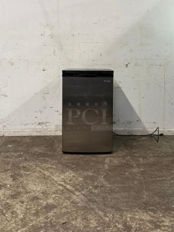 Kegco 20" Wide Stainless Steel Kegerator Cabinet, Model MDK-199SS-01, in good condition, plug visible on side.