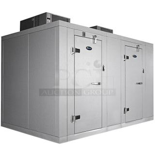 BRAND NEW Amerikooler DW081677F-8/8-SC 8' x 16' x 7'7" indoor walk-in freezer/cooler with top-mounted refrigeration.