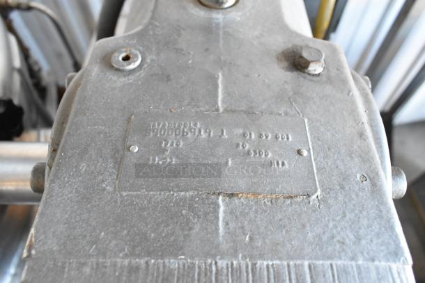 Pardo & Sons stainless steel commercial steam kettle with agitator, floor style, visible model and serial numbers, good condition.