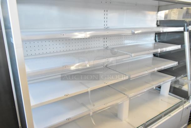 Avantco 193VOA70W metal commercial open-air merchandiser, 70 7/8", white, with LED lighting, on casters, 220V, new condition.