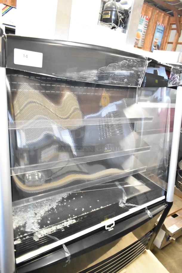 BRAND NEW Avantco 193MAC48HCB 47" Black Air Curtain Merchandiser, glass damage visible, 115V, 1 Phase.