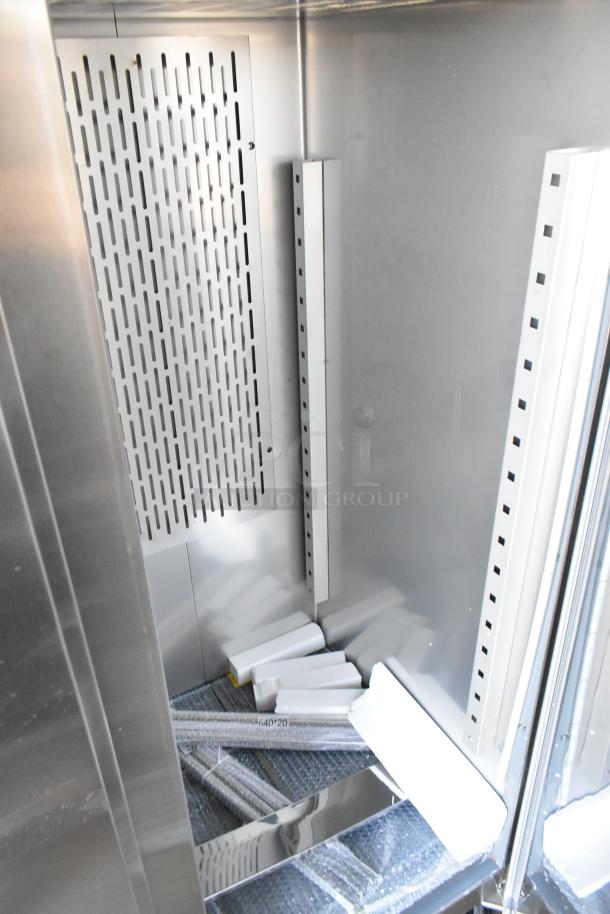 Brand new Avantco 178Z2FHC stainless steel commercial freezer interior. Includes poly coated racks, 115V, 1 phase.