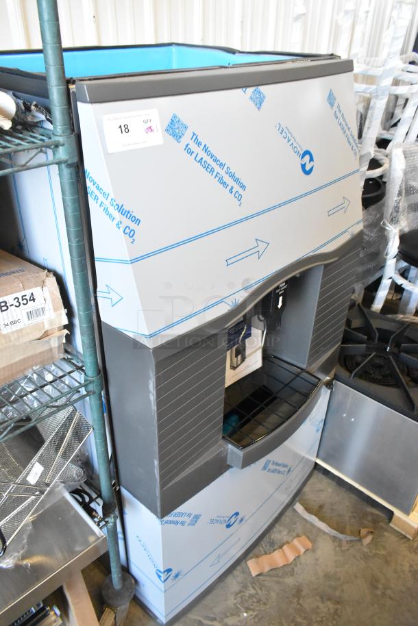 Brand new 2025 Manitowoc 30" stainless steel commercial touchless hotel ice dispenser, model SPA312-161, 180 lb capacity.