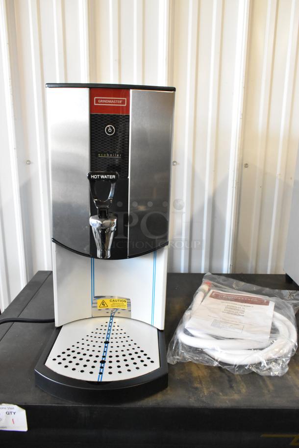 Brand new Grindmaster 1000660GM 5.3-gallon hot water dispenser, tap-operated, 240 volts, 1 phase, in excellent condition.