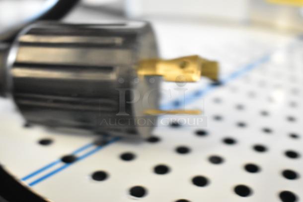 Plug close-up of Grindmaster 1000660GM hot water dispenser, brand new scratch and dent model, 240 volts.