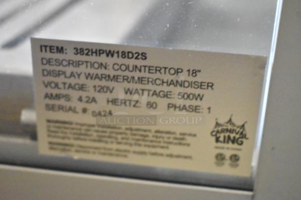 BRAND NEW Carnival King 382HPW18D2S 18" Stainless Warmer/Merchandiser, 120V, 500W, 1 Phase, scratch and dent condition.