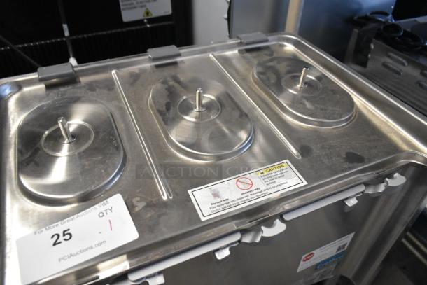 Brand new Crathco CS-3L-16-290 stainless steel refrigerated drink dispenser base, scratch and dent, without hoppers, 120V.