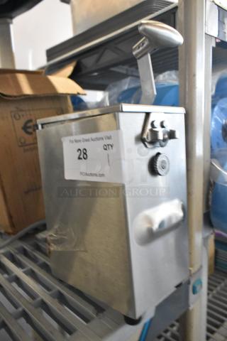 Brand new Edlund 266 stainless steel electric can opener, single-speed. Scratch and dent condition. 115 volts, 1 phase.