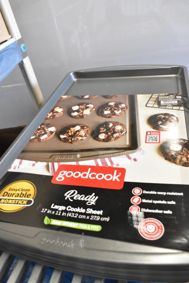 GoodCook nonstick large cookie sheet, 17"x11", durable, warp-resistant, metal spatula safe, dishwasher safe, new condition.