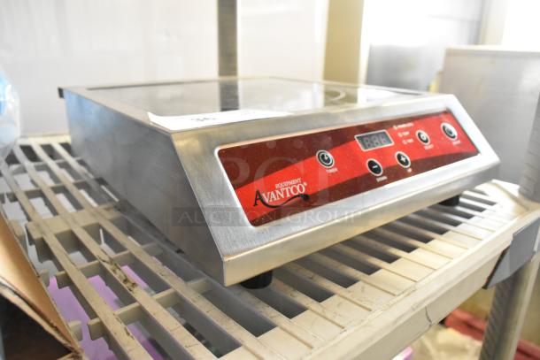 Brand new Avantco 177IC3500 induction range, scratch and dent, 208-240V, 1 phase, red control panel, countertop model.