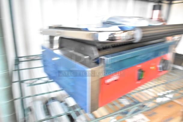 Brand new Avantco 177PG200GS Panini Grill; grooved top, smooth bottom, 13 3/8" x 8 3/4" surface, 120V, 1-phase.
