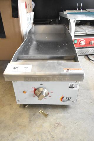 Brand new Cooking Performance Group 351GCPG12M 12" electric griddle, stainless steel, minor scratches, 208/240V, 1 phase.