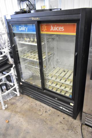True GDM-41SL-60-LD Metal Commercial 2 Door Reach In Cooler Merchandiser w/ Poly Coated Racks. 115 Volts, 1 Phase. - Item #1216395
