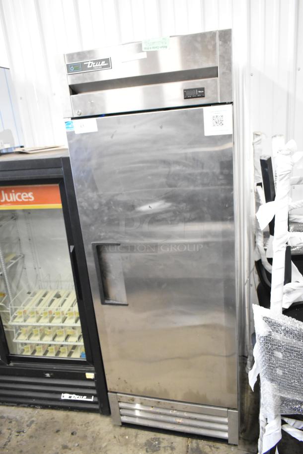 2022 True T-19F-HC stainless steel single door reach-in freezer, 115V, 1 phase, with visible True logo and digital controls.