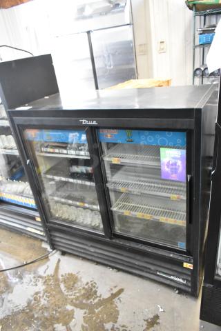 2019 True GDM-41SL-48-HC-LD Metal Commercial 2 Door Reach In Cooler Merchandiser w/ Poly Coated Racks. 115 Volts, 1 Phase. - Item #1216405