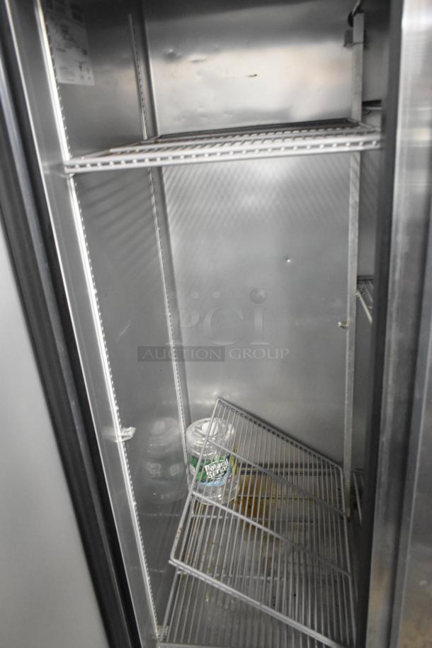 2018 True T-35-HC stainless steel commercial cooler, 2 doors, poly coated racks, 115 volts, shown with interior racks.