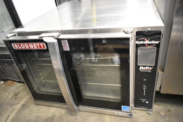 Blodgett Hydrovection Helix Stainless Steel Commercial Full Size Convection Oven with view-through doors, includes metal oven racks.