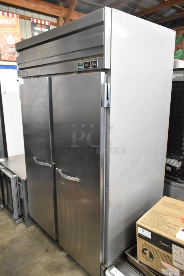 Beverage Air EF48-1AS stainless steel 2-door commercial freezer, poly-coated racks. 115 volts, 1 phase. Good condition.