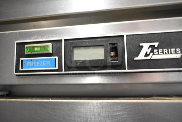 Beverage Air EF48-1AS stainless steel commercial freezer control panel with digital display and "Freezer" label. E Series marking.