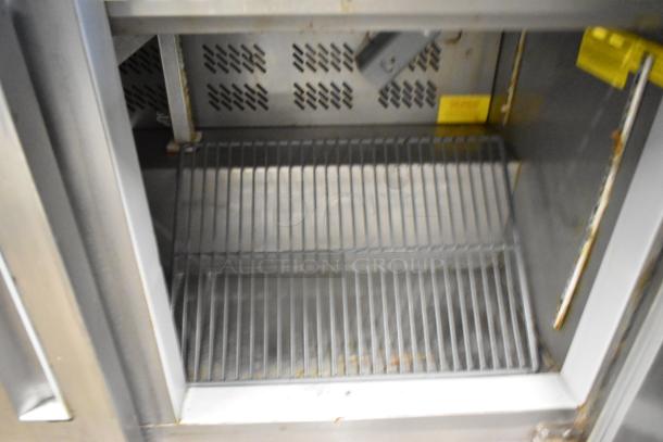 2019 Berg EDMT 72 30 stainless steel prep table, interior shelf, commercial casters, visible wear, 115V, 1 phase.