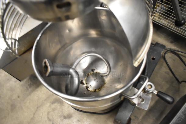 Avantco MX30 metal commercial dough mixer with 30-quart bowl, bowl guard, and dough hook, 120V, 1 phase, floor style.
