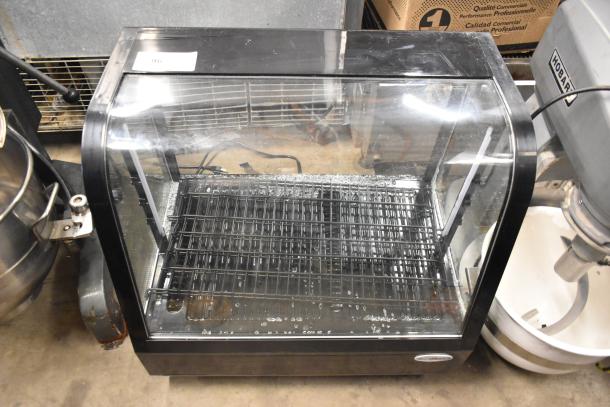 Brand new KoolMore CDC-3C-BK countertop display refrigerator, 3.6 cu ft, with glass damage visible. 115 volts, 1 phase.