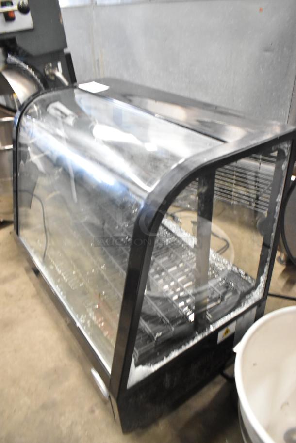KoolMore CDC-3C-BK, 3.6 cu ft. countertop display fridge. New, with glass damage. Black frame, 115 volts, 1 phase.