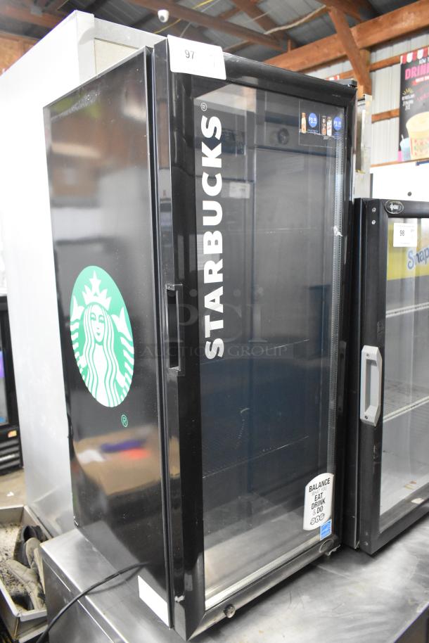 2019 IDW G4-H0234B Metal Mini Cooler Merchandiser with Starbucks branding, 110-120V, 1 Phase, excellent condition.