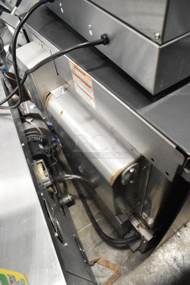 2018 Hobart LXER undercounter dishwasher, metal, 120/208-240V, 1-phase. Good condition, visible warning label.