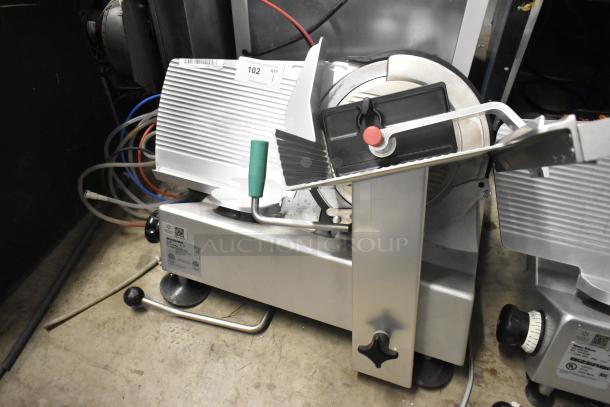 2016 Bizerba GSP H commercial meat slicer, countertop model, 120V, 1 phase. Features manual controls and visible model label.