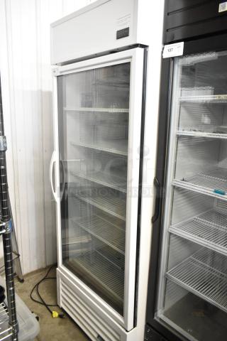 2021 True TSCI-600R-G-PH Metal Commercial Single Door Reach In Cooler Merchandiser w/ Poly Coated Racks. 115 Volts, 1 Phase. - Item #1216598