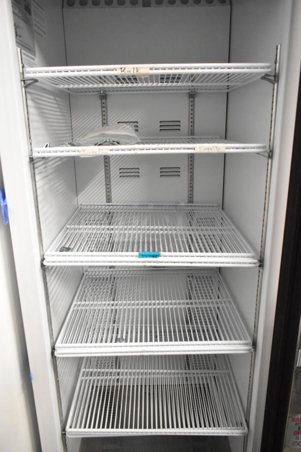 2019 Habco SE18 single door cooler, white interior, sturdy poly-coated racks, 115V, 1 phase, excellent condition.
