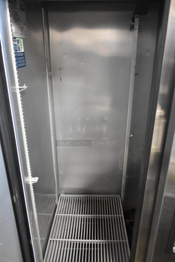2021 True T-35-HC 2 Door Reach-In Cooler, stainless steel, poly-coated racks, 115V, 1 phase, interior view.
